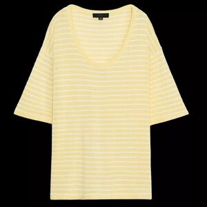Zara Yellow and White Striped Short Sleeve Tee Size-Large NWT
